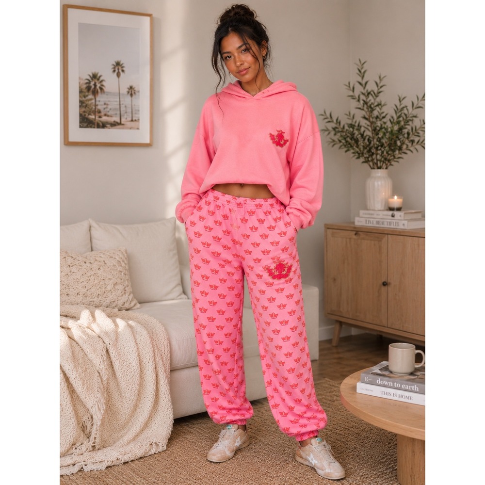 Boys Lie Not Your  Puppet Kimmy Pink Cherub Print Sweatpants Joggers Small